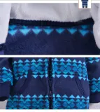 Baby Boy Hooded Zip-Up Geometric Stripes Polar Fleece Long Sleeve One piece
