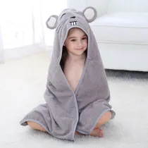 Baby Grey Mouse Face Hooded Bathrobe Towel Bathrobe Cloak Size 28 *55 