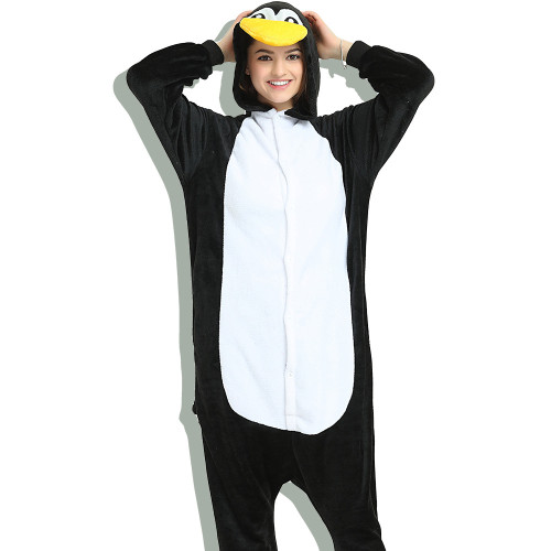 Unisex Adult Pajamas Black Penguin Animal Cosplay Costume Pajamas