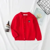 Toddler Girl Knit Cardigan Pure Color Sweater Bear Pattern