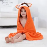 Baby Orange Fox Face Hooded Bathrobe Towel Bathrobe Cloak Size 28 *55
