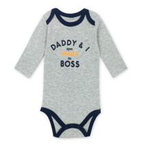 Baby Boy Print Slogan Long Sleeve Cotton Bodysuit