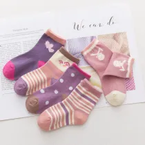 5 Pairs Baby Toddler Girls Print Slogan Socks