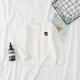Toddler Girl Knit Cardigan Pure Color Sweater Bear Pattern