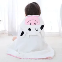 Baby White Cow Face Hooded Bathrobe Towel Bathrobe Cloak Size 28 *55 