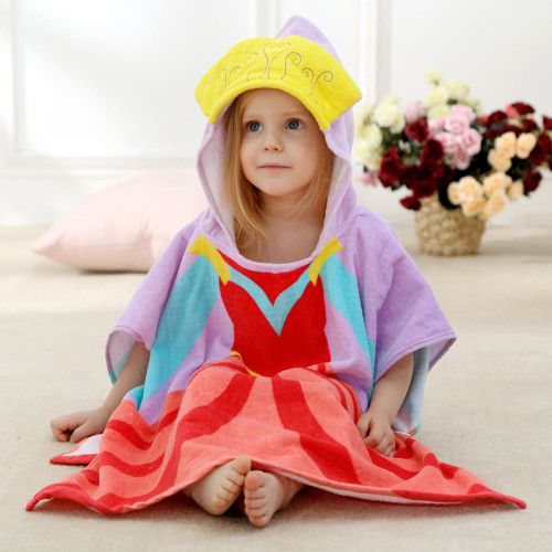 Baby Purple Princess Face Hooded Bathrobe Towel Bathrobe Cloak Size 24 *47