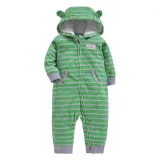 Baby Boy Hooded Zip-Up Stripes Polar Fleece Long Sleeve One piece
