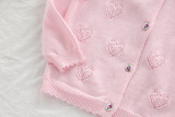 Toddler Girl Knit Cardigan Sweater Hollow Out Heart Pattern