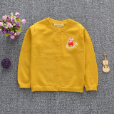 Toddler Girl Knit Cardigan Pure Color Sweater Peppa Pig Pattern
