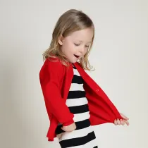 Toddler Girl Knit Cardigan Pure Color Thin Sweater