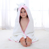 Baby White Cow Face Hooded Bathrobe Towel Bathrobe Cloak Size 28 *55 