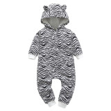 Baby Boy Zip-Up Print Zebra Polar Fleece Long Sleeve One piece