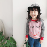 Toddler Girl Knit Pullover Cute Smiling Face Patterns Sweater