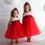 Girl Red Christmas Tulle Tutu Lace Princess Dresses
