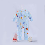 Baby Boy Zip-Up Blue Print Space Cotton Long Sleeve One piece