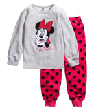 Toddler Girl 2 Pieces Pajamas Sleepwear Grey Minnie Long Sleeve Shirt & Leggings Set