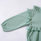 Baby Girl Ruffles Collar Cotton Long Sleeve Bodysuit