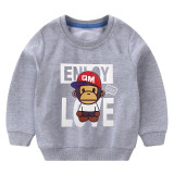 Toddler Boy Print Monkey and Slogan Love Sweatshirt