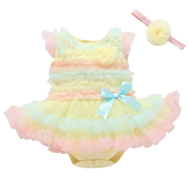 Baby Girl Two Colors Tutu Dress Cotton Bodysuit
