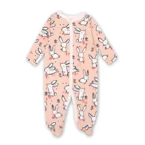 Baby Girl Pink Rabbits Footed Pajamas Sleepwear Cotton Infant One-piece（0-1Year）