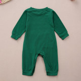 Baby Boy Snap-Up Green Slogan Cotton Long Sleeve One piece