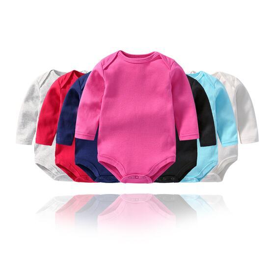 Baby Girl Pure Color Long Sleeve Cotton Bodysuit