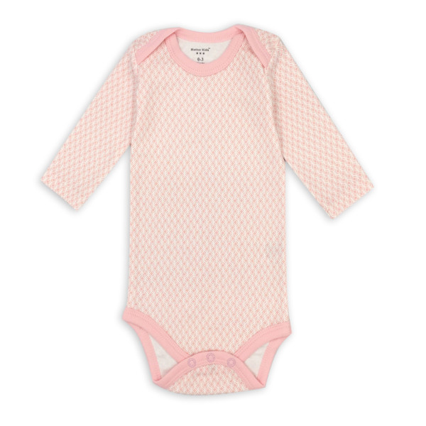 Baby Girl Pink Geometric Pattern Long Sleeve Cotton Bodysuit