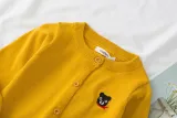 Toddler Girl Knit Cardigan Pure Color Sweater Bear Pattern