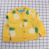 Toddler Girl Knit Cardigan Fruit Pineapples Thin Sweater