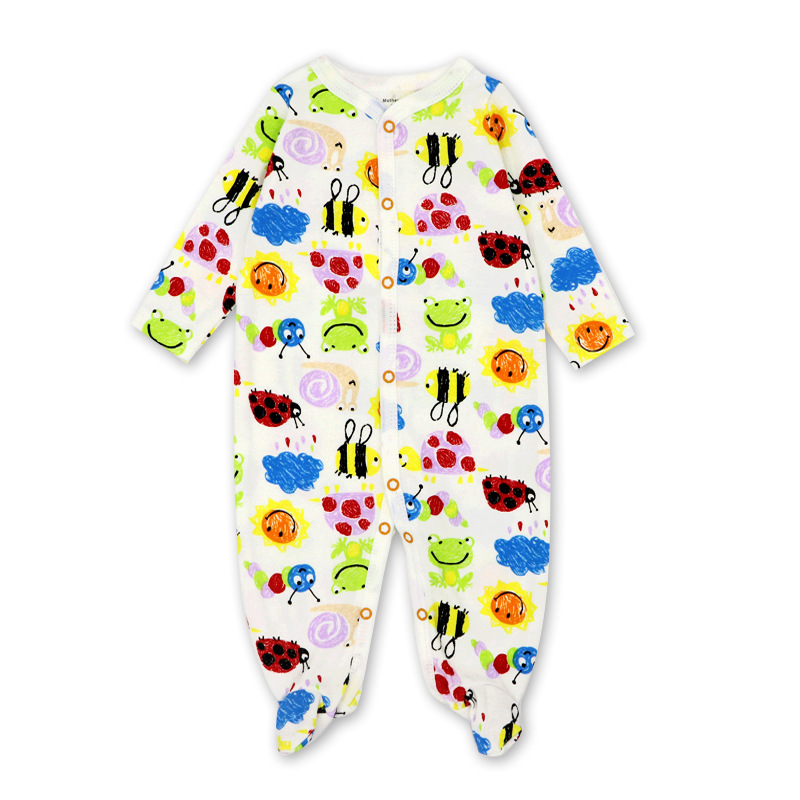Baby Boy Print Color Ladybugs Footed Pajamas Sleepwear Cotton Infant One-piece（0-1Year）