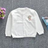 Toddler Girl Knit Cardigan Pure Color Sweater Plant Cactus Pattern