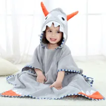 Baby Grey Ox Horn Face Hooded Bathrobe Towel Bathrobe Cloak Size 28 *55 