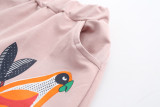 Toddler Girl 2 Pieces Print Colorful Birds Long Sleeve Sweatshirt and Jogger Pants Clothes Set Outfit