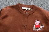 Toddler Girl Knit Cardigan Pure Color Sweater Peppa Pig Pattern
