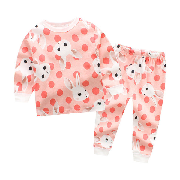 Toddler Girl 2 Pieces Pajamas Sleepwear Pink Rabbit Long Sleeve Shirt & Legging Sets