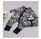 Baby Boy Zip-Up Zebra Print Cotton Long Sleeve One piece