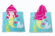 Baby Blue Mermaid Face Hooded Bathrobe Towel Bathrobe Cloak