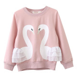 Toddler Girl Print Swans Long Sleeve Sweatshirt