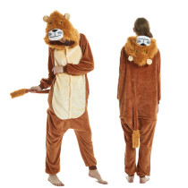 Unisex Adult Pajamas Brown Lion Animal Cosplay Costume Pajamas