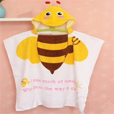 Baby Yellow Bee Face Hooded Bathrobe Towel Bathrobe Cloak Size 24 *47 