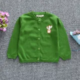 Toddler Girl Knit Cardigan Pure Color Sweater Plant Cactus Pattern