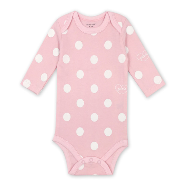 Baby Girl Pink Print White Dots Long Sleeve Cotton Bodysuit