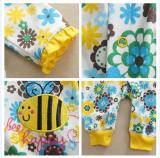 Baby Girl Snap-Up Print Yellow Flower Bees Cotton Long Sleeve One piece