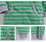 Baby Boy Hooded Zip-Up Stripes Polar Fleece Long Sleeve One piece