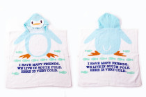 Baby Blue Penguin Face Hooded Bathrobe Towel Bathrobe Cloak