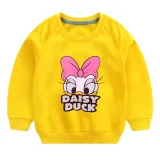 Toddler Girl Print Cartoon Duck and Slogan Long Sleeve Sweatshirt