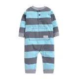 Baby Boy Hooded Zip-Up Navy Stripes Polar Fleece Long Sleeve One piece
