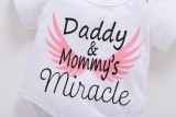 4PCS Baby Girl Print Wing Long Sleeve Romper Pants Bodysuit Hat Headband Clothes Outfits Set