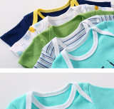 Baby Boy Print Stripes 5 Packs Short Sleeve Cotton Bodysuit