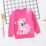 Toddler Girl Knit Pullover Sweater Ruffled My Little Pony Pattern